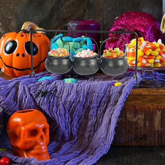 3 Piece Candy Buckets- Halloween Witch Cauldron Bowl Set