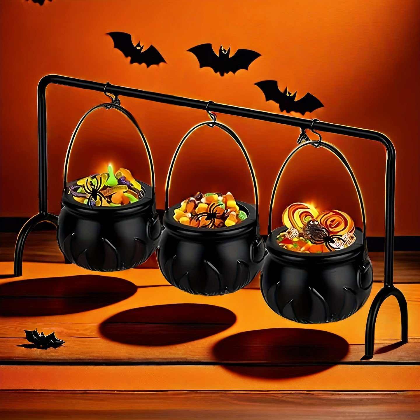 3 Piece Candy Buckets- Halloween Witch Cauldron Bowl Set