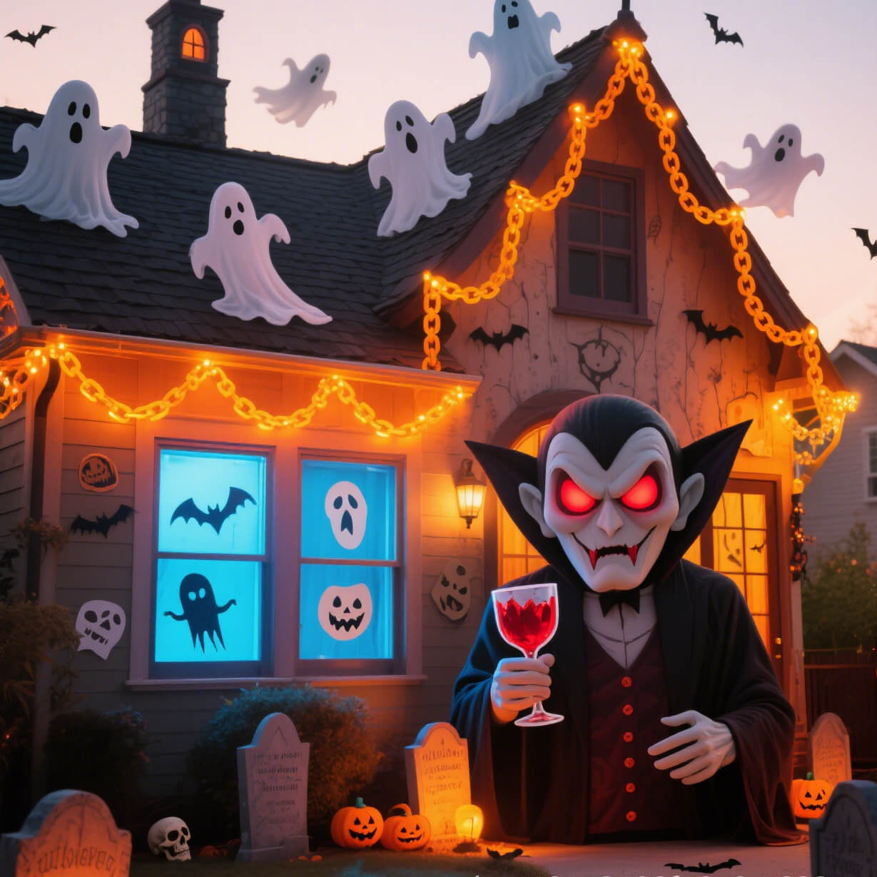 Halloween Chain-Link String Lights, Waterproof