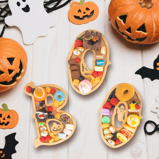3-Piece Wooden Halloween Boo! Charcuterie Board Set