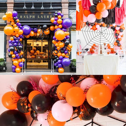 108-Piece Halloween Balloon Arch Kit – Black & Orange Confetti