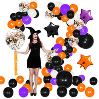 108-Piece Halloween Balloon Arch Kit – Black & Orange Confetti