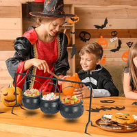 3 Piece Candy Buckets- Halloween Witch Cauldron Bowl Set