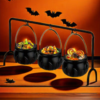 3 Piece Candy Buckets- Halloween Witch Cauldron Bowl Set