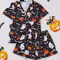 Comfy Short Sleeve Halloween Skull Pajamas Set