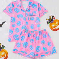 Comfy Short Sleeve Halloween Skull Pajamas Set
