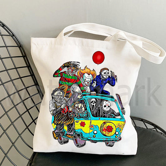 Halloween Printed Canvas Tote Bag