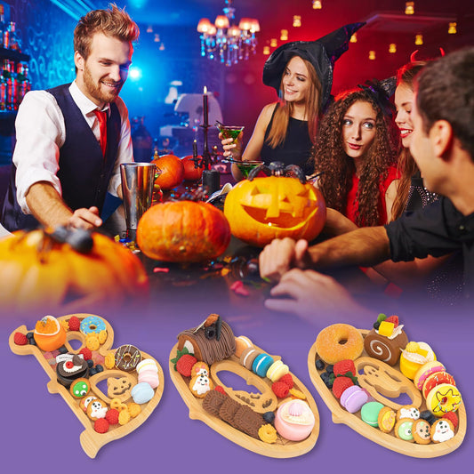 3-Piece Wooden Halloween Boo! Charcuterie Board Set