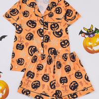 Comfy Short Sleeve Halloween Skull Pajamas Set