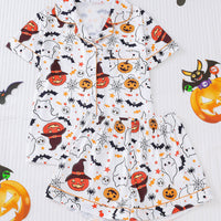 Comfy Short Sleeve Halloween Skull Pajamas Set