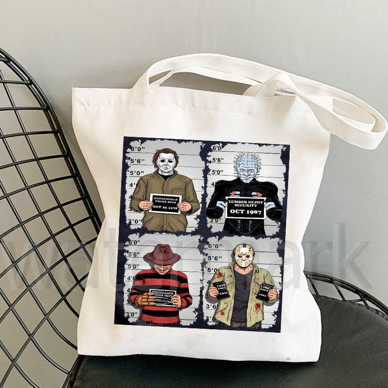 Halloween Printed Canvas Tote Bag