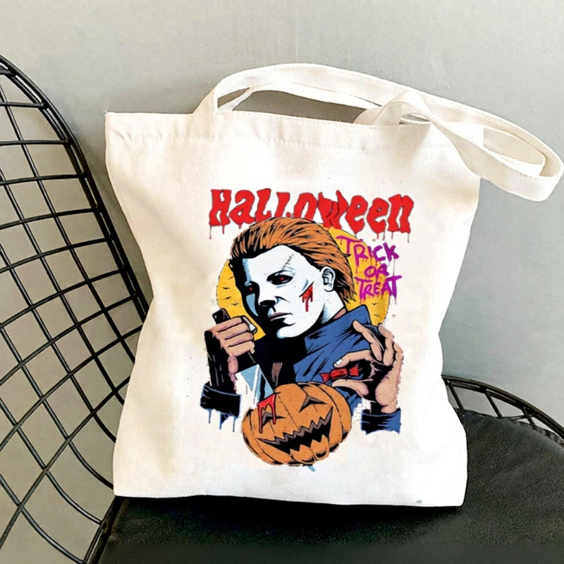Halloween Printed Canvas Tote Bag