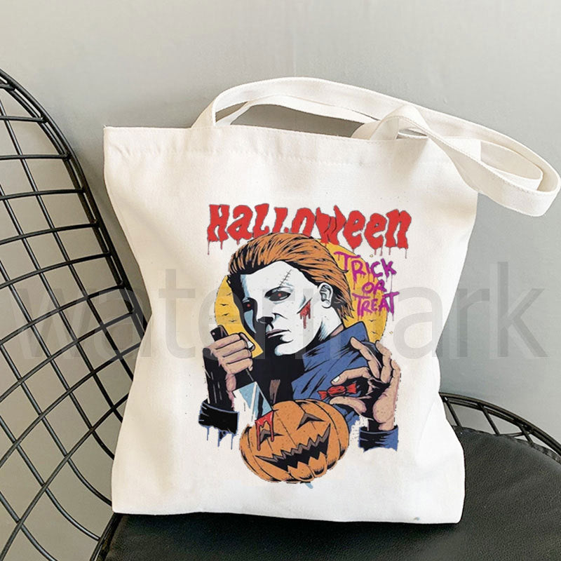 Halloween Printed Canvas Tote Bag