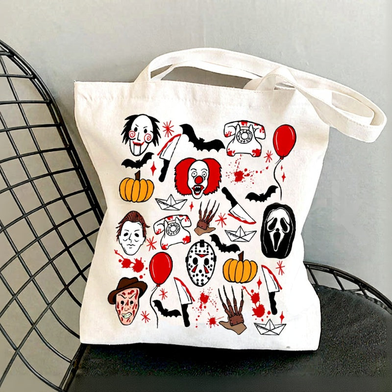Halloween Printed Canvas Tote Bag